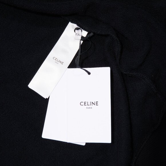 NEW CELINE x Hedi Slimane Loose Zipped Hoodie Black Cotton Fleece Logo XXL 2XL - Picture 4 of 15